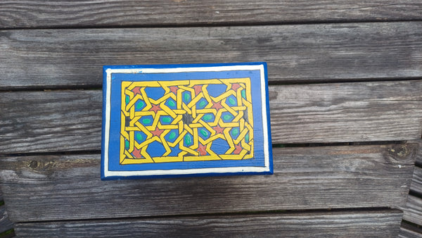 Hand Painted Moroccan Keepsake - Jewellery wooden Box -