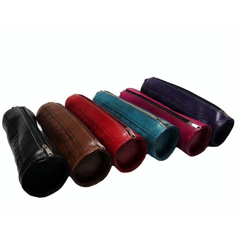 Medium Leather pencil case or make up bag - Truly Moroccan